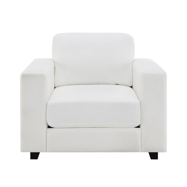English Elm Oversized Mid-Century Chenille Accent Chair with 7" Memory Foam Seat, Solid Wood Legs, Durable Upholstery Ivory W2671P292061