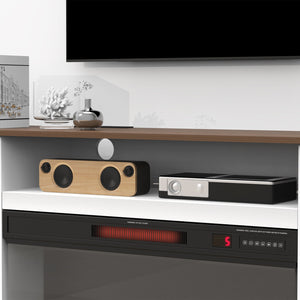 English Elm Modern 3-Sided Glass TV Stand with Electric Fireplace, LEDs, 4 Drawers, USB-C, Fits up to 80" W3383S00003