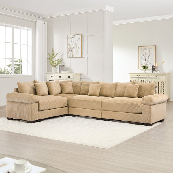 English Elm Oversized Modular Sectional Couch - Cloud-Like Comfort, Deep Seats, Extra-Wide Armrests, 12 Pillows W714S01304-GIGA