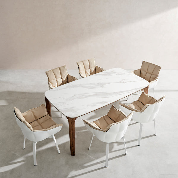 English Elm Modern Rectangular Walnut & Ceramic Dining Table - Stylish 5.9Ft Centerpiece For Any Occasion B353S00005