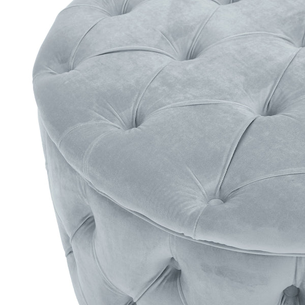 English Elm Christopher Knight Home® - OTTOMAN Velvet Tufted Diamond Stitch Cocktail Seat — Modern Glam Round Pouf, Durable Polyester Finish LIGHT GREY 59313.00