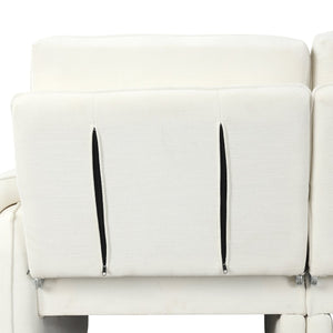 English Elm 94.1" Convertible Futon Sofa Bed L-Shaped Chenille Sleeper with Reversible Chaise, Adjustable Backrest and Pillows Beige N719S001770A