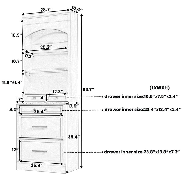 English Elm Topmax 83.7" Modern Gray Kitchen Pantry With Faux Marble Top & 5 Drawer Storage Solution N717P221575E-GIGA