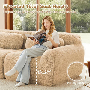 English Elm 114''soft Plush Modular Sectional Sofa with Cloud Cushions for Living Room Theater Light Khaki W714S01567