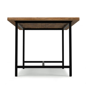 English Elm Campbell Burnt Wax Dining Table - Solid Mango Wood, Industrial Black Iron Base, 72"x36" Seating 6, Durable Finish B136P203493