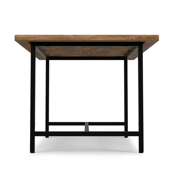 English Elm Campbell Burnt Wax Dining Table - Solid Mango Wood, Industrial Black Iron Base, 72"x36" Seating 6, Durable Finish B136P203493