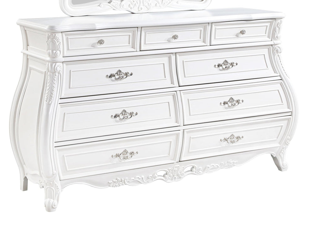 English Elm Opulence 9-Drawer Dresser In Pearl White – Vintage Charm Meets Modern Functionality For Your Bedroom B009P240961