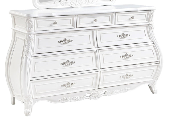 English Elm Opulence 4-Piece Queen Bedroom Set In Pearl White - Modern Elegance With Timeless Storage Solutions B009S01368-GIGA