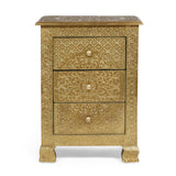 Christopher Knight Home® - Noble House - Upson Handcrafted Boho 3 Drawer Nightstand, Gold