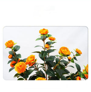 English Elm Artificial Camellia Tree 36" 2-Pack in Pots with 24 Orange Blooms, Lifelike Leaves, No-Maintenance Decor W2641P314787