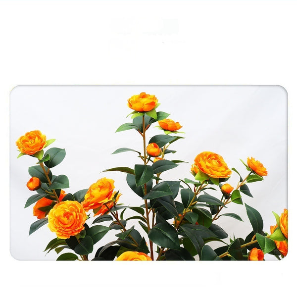 English Elm Artificial Camellia Tree 36" 2-Pack in Pots with 24 Orange Blooms, Lifelike Leaves, No-Maintenance Decor W2641P314787