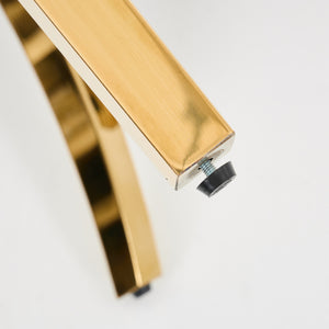 English Elm Mid Mid Century Modern Dining Chair Set with Curved Copper-Nail Backrest, High-Density Foam Seat, Brushed Stainless Legs Beige W1143P314902