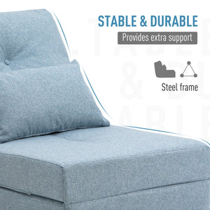 English Elm HOMCOM Convertible Flip Chair Floor Sofa Bed with 5-Position Backrest, Steel Frame, 2 Pillows - Blue W2225P229455