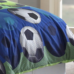 English Elm Soccer League 3-Piece Twin Comforter Set - Cozy Reversible Bedding With Decorative Pillow For Kids B340P341975-GIGA