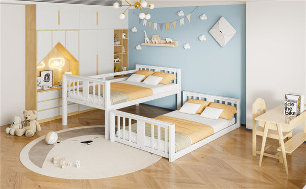 English Elm Twin Over Kids Bunk Bed Solid Pine Frame Gray Finish with Safety Guardrail N708P242163K