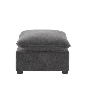 English Elm 26*26" Ottoman Module for Modular Sectional Sofa - Plush Chenille Seat, Solid Wood Frame, High-Density Foam Comfort Dark Gray WF321079AAB