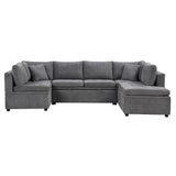 English Elm 117.3" Oversized Sectional Sofa U- Shaped Sofa Couch Pull-Out Sofa Bed With Two Throw Pillows For Living Room, Gray