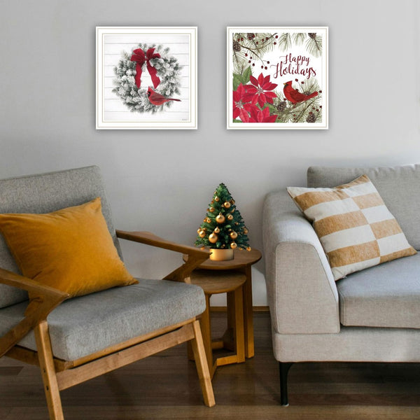 English Elm Trendy Decor 4u Cardinal Wreath 2 Piece Framed Art Set Farmhouse Wall Prints B067P256621