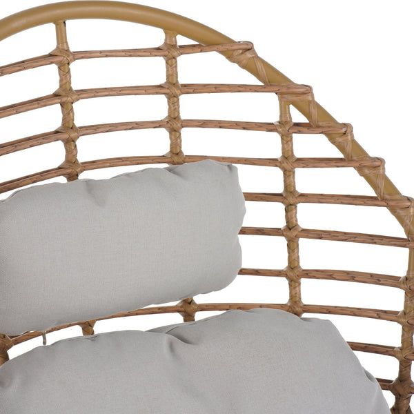 English Elm Christopher Knight Home® - Ellis Outdoor Wicker High-Back Swivel Lounge Chair with Teak Legs, 360° Pivot, Weatherproof Rattan & Cushions N775P271983B