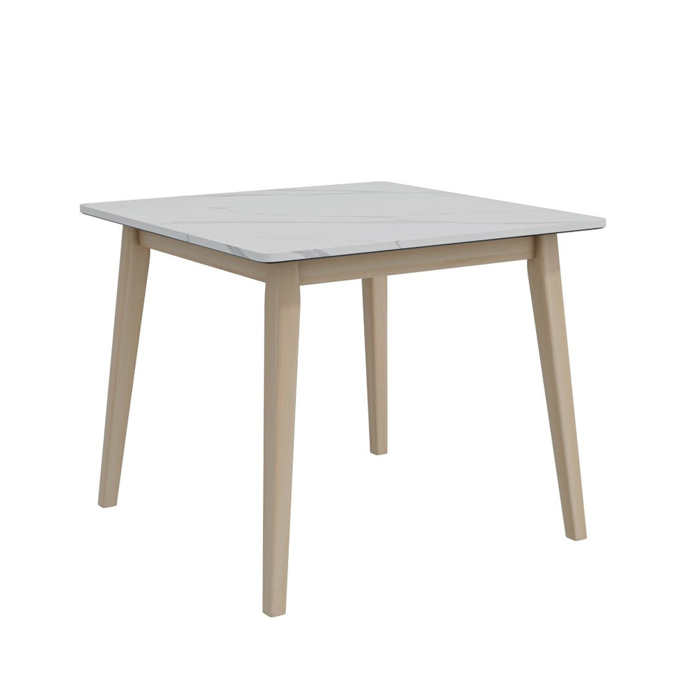 English Elm Studio Round Cement Gray Dining Table with Whitewashed Solid Wood Legs for Small Spaces B127P495090