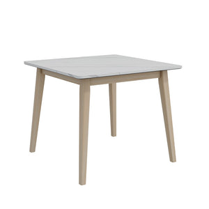 English Elm Studio Round Cement Gray Dining Table with Whitewashed Solid Wood Legs for Small Spaces B127P495090
