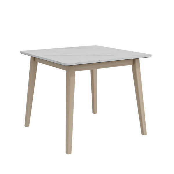 English Elm Studio Round Cement Gray Dining Table with Whitewashed Solid Wood Legs for Small Spaces B127P495090