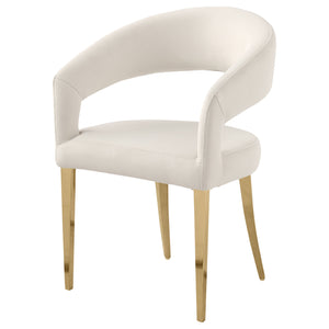 English Elm Rendina Velvet Upholstered Dining Armchair Set of 2 – Curved Open-Back Comfort with Luxe Foam Seating and Metal Frame Cream B062P299827