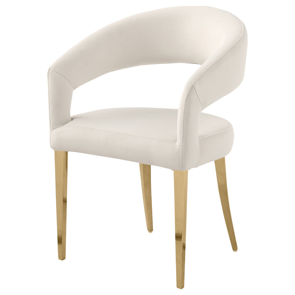 English Elm Rendina Velvet Upholstered Dining Armchair Set of 2 – Curved Open-Back Comfort with Luxe Foam Seating and Metal Frame Cream B062P299827