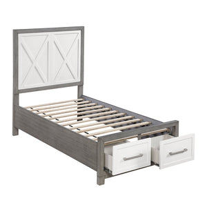 English Elm Contemporary Twin Platform Bed Paneled Headboard Footboard Drawers Modern Bedroom B011S02327