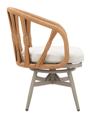 Zuo Modern Safal Swivel Dining Chair - Stylish Multicolor Design With Durable Outdoor Fabric & Rattan Weave Multicolor 100% Polyester,Aluminum,100% Polyethylene 704142-zuo-modern