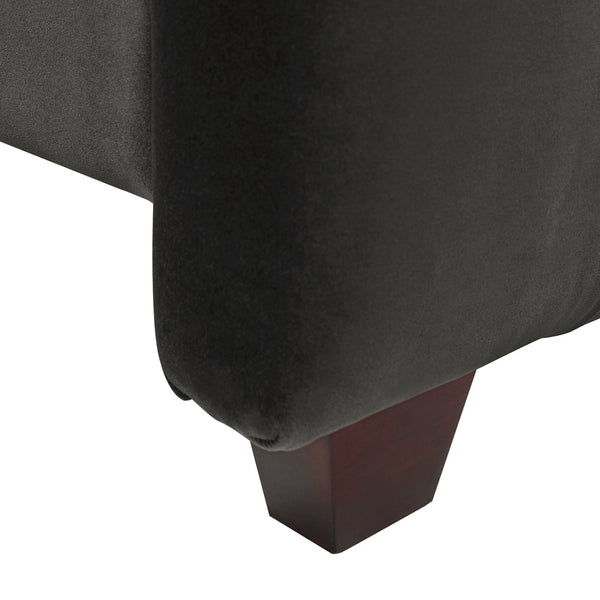 English Elm Jennifer Taylor Home - David Tufted Wingback King Bed with Dark Charcoal Velvet, Nailhead Trim, Solid Hardwood Frame, Luxurious Support B2719P245935