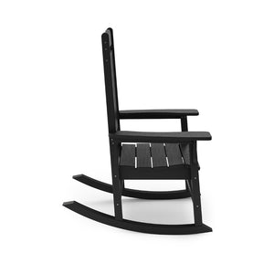English Elm Beige Hdpe Poly Lumber Porch Rocking Chair with High Back for Outdoor Patio Use Black B195P198773