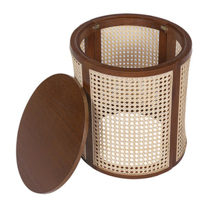 English Elm Christopher Knight Home® - 15.70" Round End Table with Imitation Rattan Weave, Compact Rubber Wood Nightstand for Cozy Spaces Dark Brown N770P281695D
