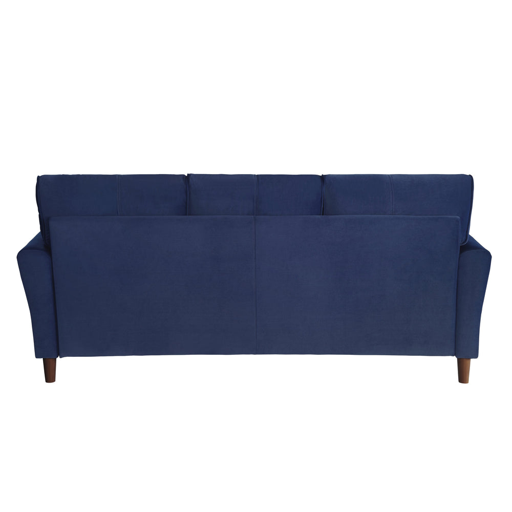 English Elm Blue Velvet Upholstery Sofa with Tufted Plush Seatbacks, Flared Arms & Solid Wood Frame, Modern Living Room 92" B011P204910
