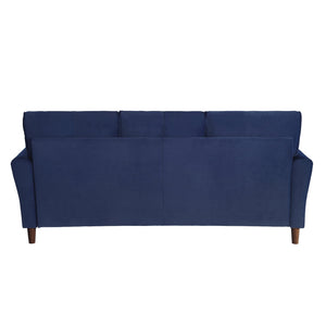 English Elm Blue Velvet Upholstery Sofa with Tufted Plush Seatbacks, Flared Arms & Solid Wood Frame, Modern Living Room 92" B011P204910