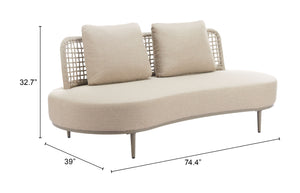 Zuo Modern Ruhe Sofa - Modern Outdoor Seating In High-quality Materials For Patios, Gardens, And Balconies Beige 100% Olefin,Aluminum,100% Polyethylene 704125-zuo-modern