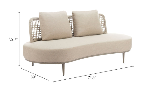 Zuo Modern Ruhe Sofa - Modern Outdoor Seating In High-quality Materials For Patios, Gardens, And Balconies Beige 100% Olefin,Aluminum,100% Polyethylene 704125-zuo-modern