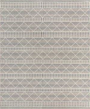 Unique Loom Outdoor Trellis Dalyan Machine Made Striped Rug Gray, Ivory/Beige 10' 0" x 12' 2"