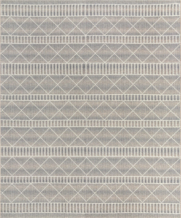 Unique Loom Outdoor Trellis Dalyan Machine Made Striped Rug Gray, Ivory/Beige 10' 0" x 12' 2"