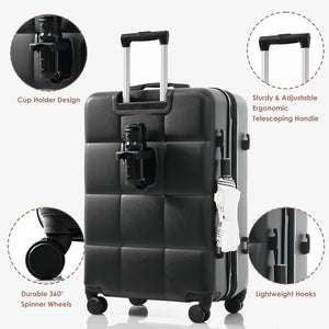 English Elm Luggage Set 3 Piece Abs Hard Shell with Usb Port Cup Holder and Spinner Wheels N726P197380A