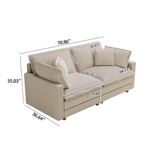 English Elm Modular Sectional Sofa - Deep Seat L-Shaped Couch, Modern Corduroy Design With 4 Pillows For Comfort W1825P235545
