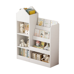 English Elm White Kids Wooden Bookshelf Toy Storage Organizer with 6 Compartments, 2 Baskets, Durable MDF, Easy Assembly W2876P233554