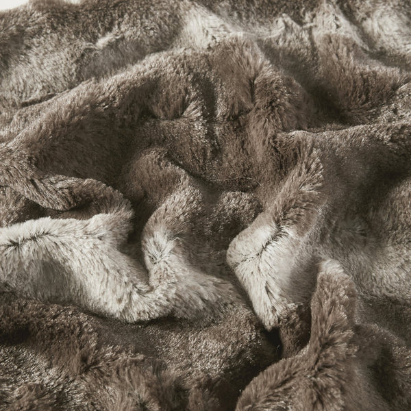 JLA Home Madison Park - Faux faux fur throw indulgent plush reversible faux mink blanket OEKO-TEX certified machine washable luxury Brown MP50-8527