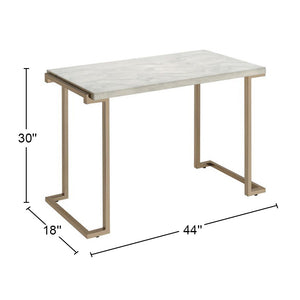 English Elm Faux Marble Top Sofa Table with Champagne Metal Base, Modern Open Return Design, Sleek Contemporary Accent B016P317152