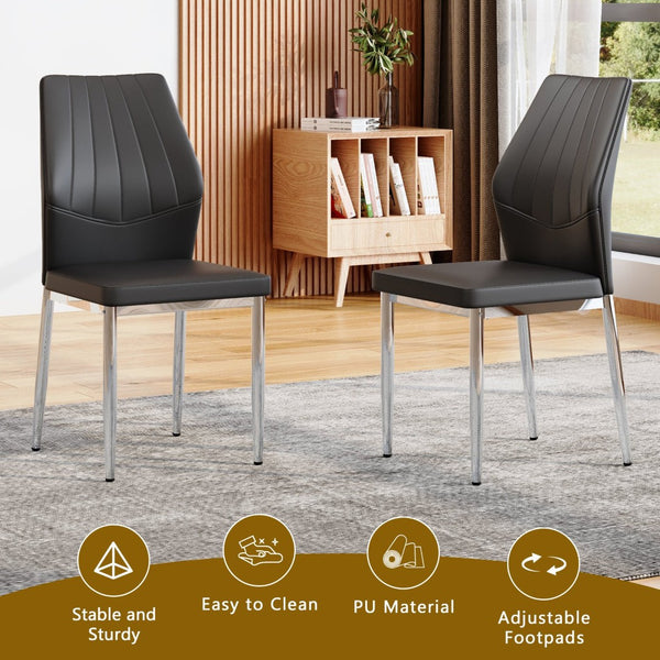 English Elm Table and Chair Set Marble Glass Top with Silver Legs Four Seat Dining Vignette W1151S04640