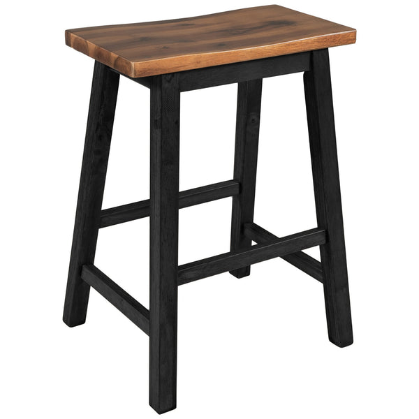 English Elm TOPMAX Rustic 2-Piece Counter Height Wood Stools for Small Spaces, Walnut & Black, Durable 300lb Capacity N717P202397B