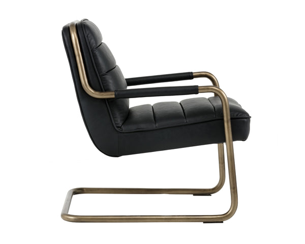 Sunpan Lincoln Lounge Chair – Retro-Inspired Design with Rustic Bronze Frame for Elegant Living Spaces Vintage Black