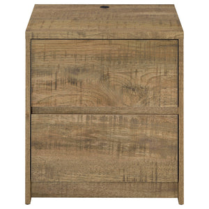 English Elm Geary Mango 2-Drawer Nightstand with LED Light, Dual Outlet, USB-A & USB-C Charging Ports, Compact Wood-Grain Storage B062P375561