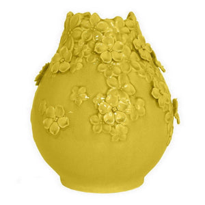 English Elm Remi Hand-detailed Ceramic Vase with Floral Motifs Warm Yellow Glaze Home Decor B056P416952