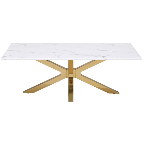 English Elm Maciel Sculptural Starburst Base Coffee Table with Faux Marble Top in Glam Gold B062S01683